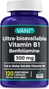 2 in 1 Verbeterde formule: vitamine B1 met Benfotiamine 500 mg, vetoplosbaar supplement van vitamine B-1, 500 mg - 120 capsules (1)
