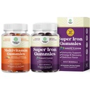 Bundel Multivitamine Gummy met B12 Biotine met zink en vitamine D en extra sterkte ijzer Gummies voor vrouwen en mannen - Potent 45mg per Serving Kauwbare IJzer Supplement voor vrouwen en mannen met Vit C