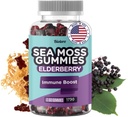 Biolore Sea Moss Gummies with Elderberry - Vegan Gummies for Women, Men and Kids with Bladderwrack & Burdock Root - 60st