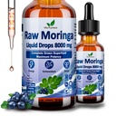Raw Moringa Liquid Drops 8000 mg, Organic Moringa Oleifera Leaf Extract w. Supergreens Blend of Wheatgrass, Barley Grass for Antioxidant, Energy & Immune, High Potentie Than Capsules Powder