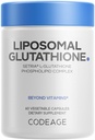 Codeage Liposomale Glutathion Supplement - Pure Reduced Setria L-Glutathione, Liposomale Levering, Fosfolipide Complex - Encapsulated Glutathion Powder Pillen - Vegan, Non-GMO - 60 Capsules