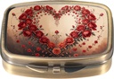 Dynippy Pill Case Pill Box met spiegel Retro Pocket 2 Compartment Medicine Case Vitamine Pill Organizer voor Pocket Purse en Reizen (Retro-Rose Heart Wreath)