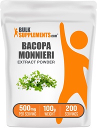 BulkSupplements.com Bacopa Extract Powder - Bacopa Monnieri Supplement, Kruidensupplement - Veganistisch & Glutenvrij, 500mg per portie, 100g (3,5 oz) (verpakking van 1)