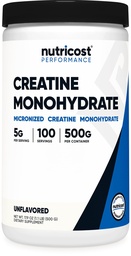 Nutricost Creatine Monohydraat Gemicroniseerd Poeder 500G, 5000mg per portie (5g) - 100 porties, 17,9 Oz