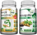 GreeNatr Premium bundel voor Holistische Well-Being: Biologische Ashwagandha Capsules, met Black Pepper voor Stress Relief, Plus Ginseng + Ginkgo Biloba Tablets, een traditionele Energie Booster.