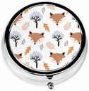 IBILIU Medicine Pill Case Herfst leuke vossen en bladeren Portable Pill Box voor Pocket Metaal Geneeskunde Vitamine Organisator 3 Compartiment