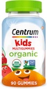 Centrum Kids' Biologische Multigummies, Kids Multivitamine Gummies, Biologische Multivitamine voor kinderen met essentiële voedingsstoffen voor Immune Ondersteuning, Spierfunctie en Brain Health - 90 Tel.