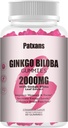 1 Pack 2000mg Ginkgo Biloba Gummies - Ginkgo Biloba Supplementen voor Brain Health Ondersteuning, Verbeter Mood en Focus, Energie, Volwassen, Aardbei smaak, 60 Tellen