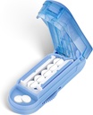 DUBSTAR Pill Cutter Splitter voor kleine en kleine pillen, meerdere pil snijders voor kleine of grote pillen, verstelbare pil splitter met centrering apparaat en bladbeschermer voor Multi Tablets (Pale Blue)
