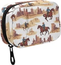 Fustyad Western Cowboy Riding Horse and Building Pill Organizer voor Purse, Weekly Portable Pill Box met rits naar opslag Vitaminen Visolie Medicijnen Supplementen