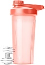 De heer Pen- Shaker fles voor eiwitmixen, 28 oz, Coral Pink met Twist Cap en Wire Whisk Ball, Mixer Cup voor Shakes