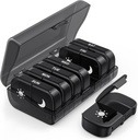 PULIV Extra Large Weekly Pill Organizer 2 keer per dag, One-Side Open Pill Box 7 Dag voor gemakkelijk vullen, Black Privacybescherming AM PM Pill Case voor vitamines, medicijnen, supplementen, visolie zwart
