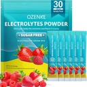 Elektrolyten Poeder Pakjes, 30 Sticks Hydration Packets Suikervrij, Electrolyte Drink Mix Portable Electrolyte Packets voor snelle hydratatie, 0 Suiker & 0 Calorie, Aardbei & Raspberry Flavor