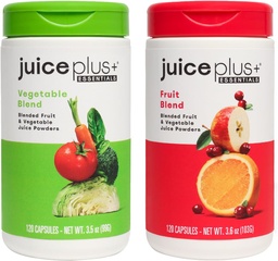 JuicePlus+ Fruit en groente Blend: voor Solid Nutritional Foundation - Boost Family's Health met 20 Fruit & Veggies Plus Plant Nutriënten - Voorverpakte 2 flessen (60 porties fruit, 60 van Veg)