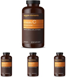 Elementen Vitamine C 1000mg, Ondersteunt gezond immuunsysteem, Veganistisch, 300 tabletten, 10 maanden levering (pakket van 4)