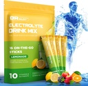 Suikervrije Electrolyten poeder met natuurlijke smaken, 3X snelle hydratatie pakketten met 10 Electrolyte & vitamines, vloeibare dagelijkse IV, Non-GMO, Glutenvrije, Keto, Veganist, 16 Sticks, Citroen