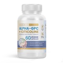 Alpha GPC + Citicoline 60 Ct, 1600mg Geconcentreerde Formule- 99%+Highly Purified & Bio available Nootropic-Cognitive Enhancer, Supports Memory, Hersenfunctie, Boosts Focus, Mood & Energy