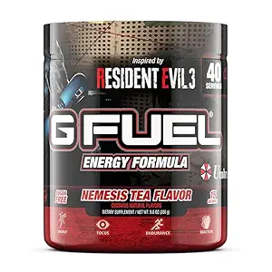 G Fuel Celeste Strawberry Energy Drink Powder, Pre Workout Caffeine Mix for Gaming, Sugar Free Focus Amino, Vitamin + Antioxidants, 9.8oz (Celeste Strawberry, 40 Servings)