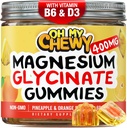 Gecentreerde Magnesium Glycinate Gummies 400MG - Hoge Absorptie voor kinderen, tieners en volwassenen - Supplement voor slaap, rust en spierontspanning met B6 & D3 - Glutenvrij en Veganistisch vriendelijk - 60 Tel.