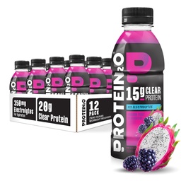 Proteïne2o Hydration Drink - 2-in-1 Liquid Clear Whey Protein Isolaat en Electrolyte Drink - 15g Proteïne, Vitaminen B5, B6 - Post-workout Herstel - 16,9 Fl Oz - 12 Telling Dragon fruit Blackberry