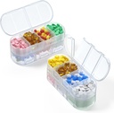 Weekly Pillen Organizer Travel,4/3/2 keer per dag, dubbelzijdig openingsontwerp, Portable Pillen Box voor het opslaan van vitamines/Visolie/Medicatie/Suplements (2PC wit)