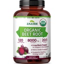 Zazzee USDA Organic Beet Root 8000 mg Sterkte 20:1 Extract, 120 Vegan Quick Release Capsules, Black Pepper Extract voor verbeterde absorptie, Ondersteunt Nitric Oxide Production, Non-GMO, Made in The USA