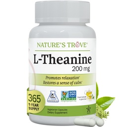 Nature's Trove L-Theanine 200mg Super Value Size - 365 Vegetarische Capsules