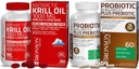 Bronson Probiotic 50 Miljard CFU + Prebiotic with Apple Polyfenols & Ananas Fruit Extrac Antarctic Krill Oil 1000 mg with Omega-3s EPA DHA