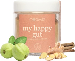 cosmix My Happy Gut, voor verbeterde spijsvertering, opgeblazen en algemene Gut Health, natuurlijke, plantaardige Superfood Blend, maakt tot 40 porties, toegevoegde suiker, Vegan 50 G (verpakking van 1) Bruin