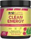 Clean Energy - Pre-workout poeder voor mannen en vrouwen met BCAA's Aminozuren, energiedrank poeder, Aminozuur energie poeder voor energie & focus - 40 porties (12.7 oz, Raspberry Iced Thee)