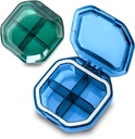 Dagelijkse pil Organisator, 2 Pack 4 Compartments Kleine pil Box Portable Pill Case, Travel Pill Organizer voor Purse Pocket te houden vitamines, kabeljauw lever olie, supplementen en medicatie (Blue+Green)