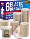 High-Prestance Elastische Bandage Wrap - 6 Pack (2x2in, 2x3in, 2x4in) - Zelfsluitende Strong Compressie Bandage Wrap voor Voeten, Enkels, Polsen en Knieën
