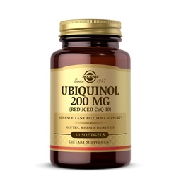 Solgar Ubichinol 200 mg (Verminderd CoQ-10), 30 Softgels - Bevordert de hart- en hersenfunctie - Ondersteunt gezonde veroudering - Co-enzym Q10 - Ubichinonsupplement - Glutenvrij, zuivelvrij - 30 porties