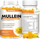 Mullein Gummies for Clear Longs, 10 in 1 Mullein Leaf Extract for Longs, Mullein Quercetin Gummies for Lung Cleanse, Respiratory, Immunity, Mango Flavor, 120 Tellen