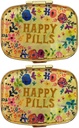 2 Packs Vintage Pillen Organisators Metal Retro Pillen dozen Leuke Pillen Koffers voor Purse/Pocket Portable Compact om Vitaminen/Tylenol/Supplements/Meds/Tablet(Happy Pillen met Spiegel Binnen)