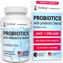 Dr. Berg Probiotic Supplement (60 Billion CFUs) - Helps Ease Occasional Constipation, Diarrhea, Gas & Bloating* - Pre and Probiotics for Digestive Health - 30 Probiotic Capsules