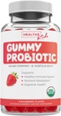 USDA Organic Probiotics for Kids (Non-GMO) Strawberry Flavor Kids Probiotic Gummies for Digestion & Immune Support - 2.5 Billion CFU of DE111 Spore Forming Strain for Maximum Survivability - 30 Gummys