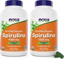 NOW Foods Organic Spirulina 1000mg Tablets - 300 Count (Pack of 2) - Non-GMO, Super Green Whole Food Supplement - Double Strength 1000 mg - Naturally Occurring Beta-Carotene (VIT A), B-12 and GLA