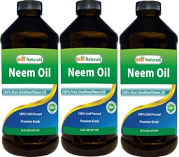 Best Naturals 100% Pure Neem Oil, 100% koud geperst en niet geraffineerd - 16 OZ (3 flessen)