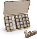 Pillen Organisator 4 keer per dag, 7 dagen pil Box 4 keer per dag - Acedada Weekly Medicine Box Organizer met aparte case, draagbare dagelijkse pil containerdispenser voor vitamine visolie supplementen, Bruin