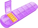 Weekly pil Organizer 1 keer per dag, Travel Pill Box 7 Dag Extra Large Compartments Vitamine houder, Daily Pill Container 7day XL Medicine Dispenser voor visolie geval (Paars)