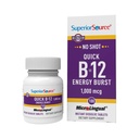 Superior Bron NO Shot Quick Energy Burst B-12 1.000 mcg - Premium Zenuwstelsel Ondersteuning Supplement - Niet-GMO en Glutenvrije - 100 MicroLingual Instant Solution Tablets