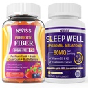 NEVISS Prebiotic Fiber 7G Gummies voor volwassenen + Melatonine 60mg voor volwassenen bundel
