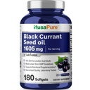 NusaPure Black Currant Seed Oil 1605 mg Gamma Linolzuur (GLA) 15% 180 Softgels (Non-GMO, Soyfree)