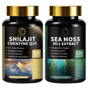 Shilajit voor mannen, zeemoss en Shilajit Bundle, Alle in 1 Supplementen met Coenzyme Q10, Black Seed, Ashwagandha, Taurine, Burdock voor energie, Endurance, Antioxidant & Immune Support, 240 Capsules