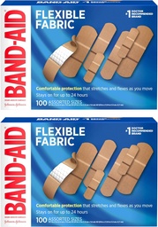 BAND-AID merk Flexibele stof lijm Bandages met Geheugen-Weave stof, Quilt-Aid Comfort Pad & Hurt-Free Pad; Wond Care for Minor Cuts, Scrapes, & Wounds, Assorted Sizes, 2 x 100 Tellen