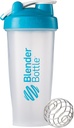 BlenderBattle Classic Loop Top Shaker Bottle, 28-Ounce, Clear/Aqua