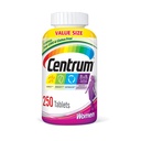 Centrum Multivitamine voor vrouwen, Multivitamine/Multimineral Supplement met ijzer, vitamine D3, B Vitaminen en Antioxidant Vitaminen C en E, Tablet, Glutenvrij, Non-GMO Ingrediënten - 250 Tel.