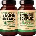 Vegan Omega 3 & Vegan Vitamin B Complex B-bundel - plantaardige DHA & EPA vetzuren, essentiële B-vitaminen met hele voedsel Blend, B1, B2, B3, B5, B6, B7, Folaat
