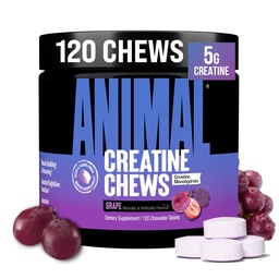 Animal Creatine Kauwtabletten - Verbeterde Creatine Monohydraat met AstraGin om de absorptie te verbeteren, Zeezout voor toegevoegde pompen, Heerlijke en handige kauwtabletten - Druiven